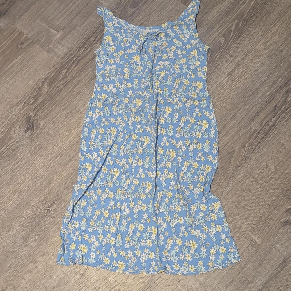 Ann Taylor Loft Petites Daisy Blue and Yellow Babydoll Dress Size 2P